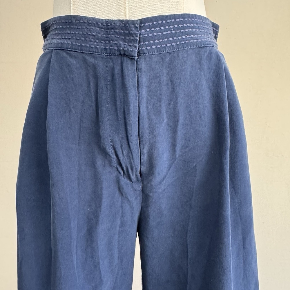 Johnny Was Women's Size XS Boho Wide Leg Silk Palazzo Pants Sapphire Blue Flowy - Picture 5 of 12